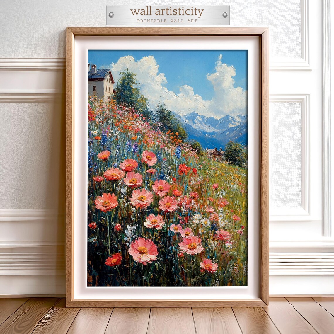 Vintage Landscape Poster, Cottage Scenery Painting