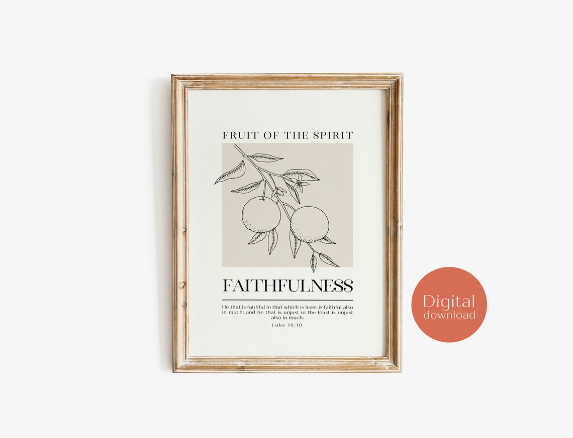 Fruit of the Spirit Faithfulness Luke 16:10 Scripture Poster - Image 3