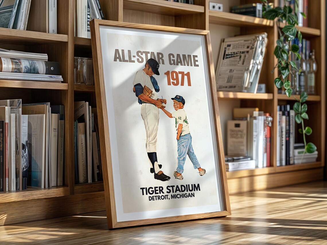 1971 All Star Game Tiger Stadium Detroit Michigan Baseball Poster - Image 4