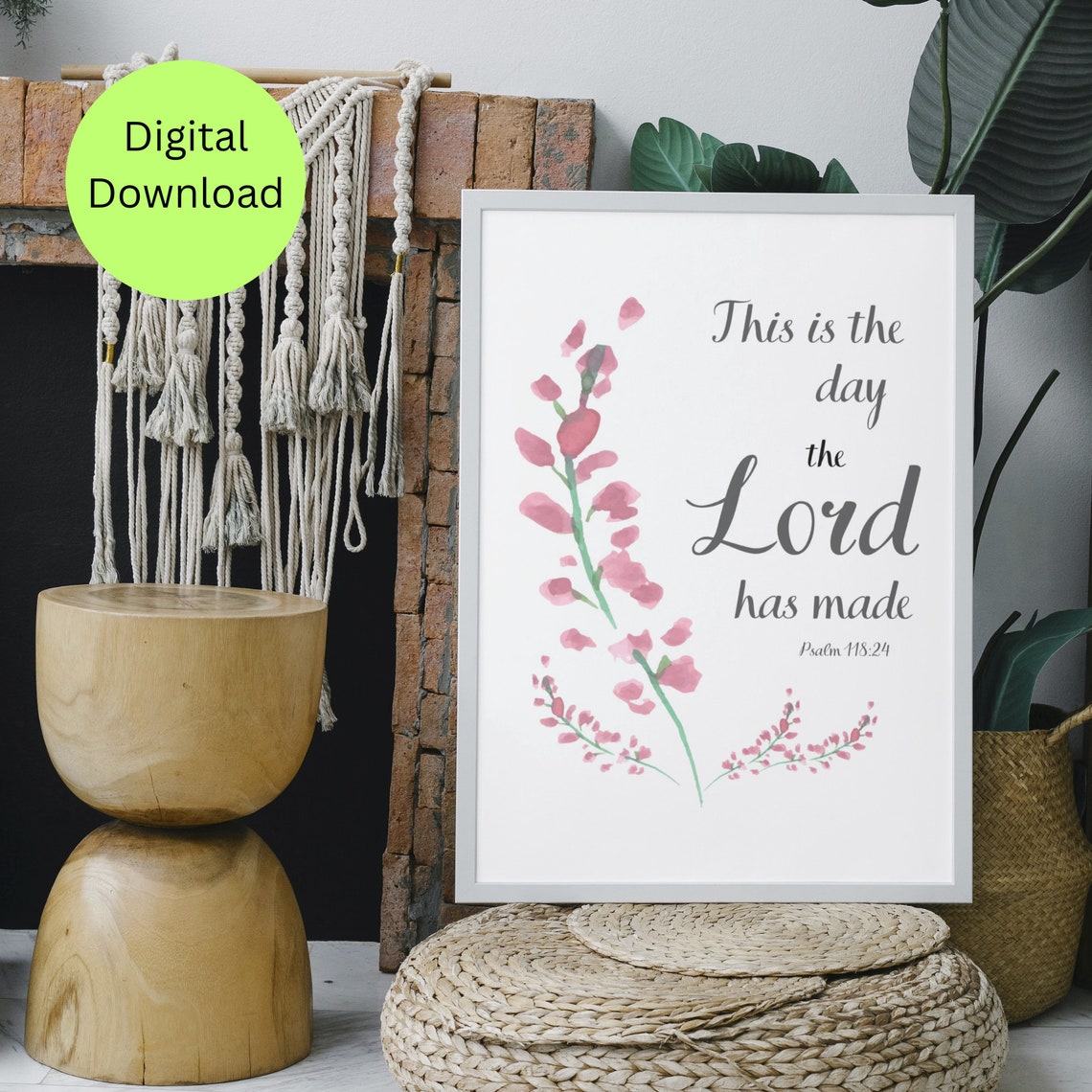 This Is The Day The Lord Has Made Psalm 11824 Christian Bible Verse Scripture Floral Wall Art Gift Home Decor