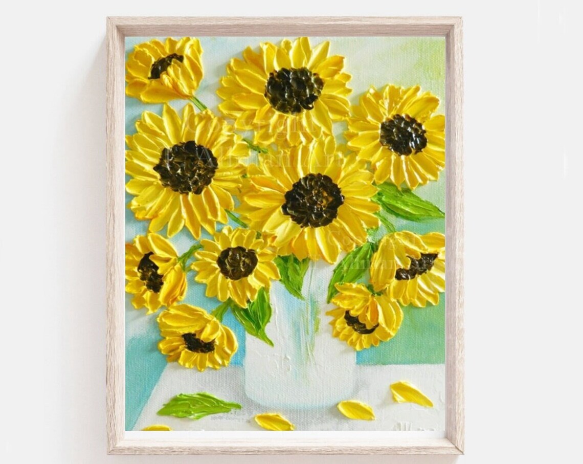 Custom Sunflower Oil Painting, Impasto Art Print