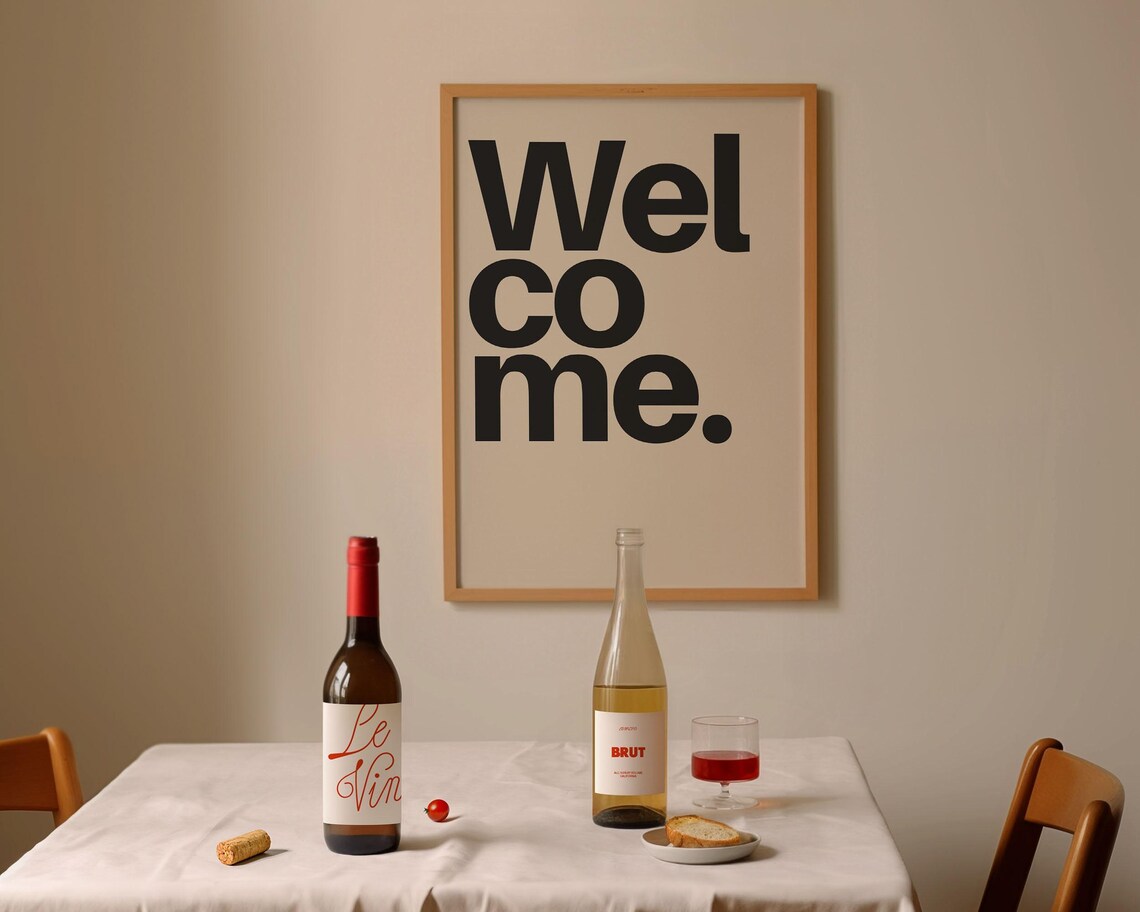 Welcome Sign Art Print, Minimalist Typography