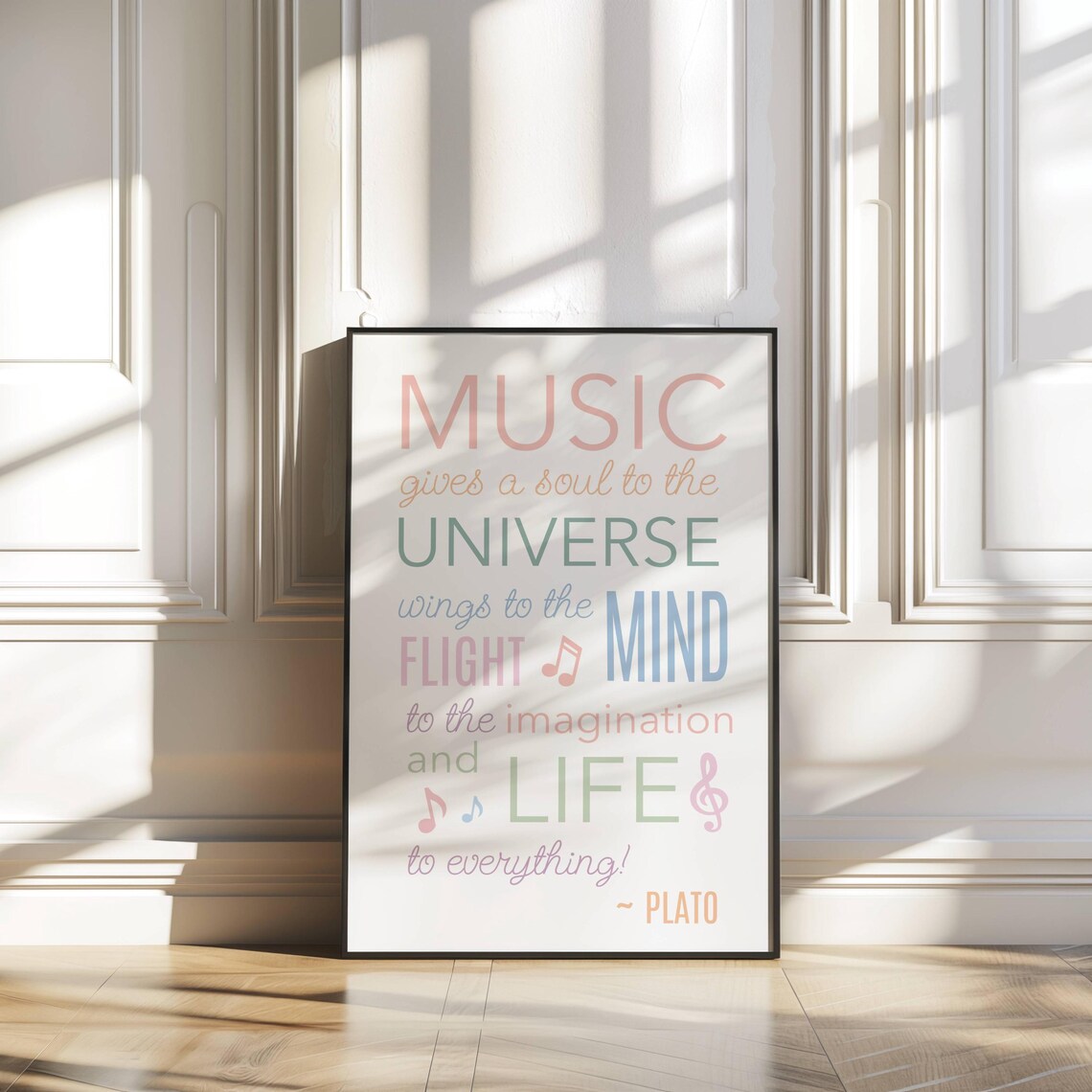 Plato Music Gives Soul To The Universe Pastel Typography Quote Poster - Image 2