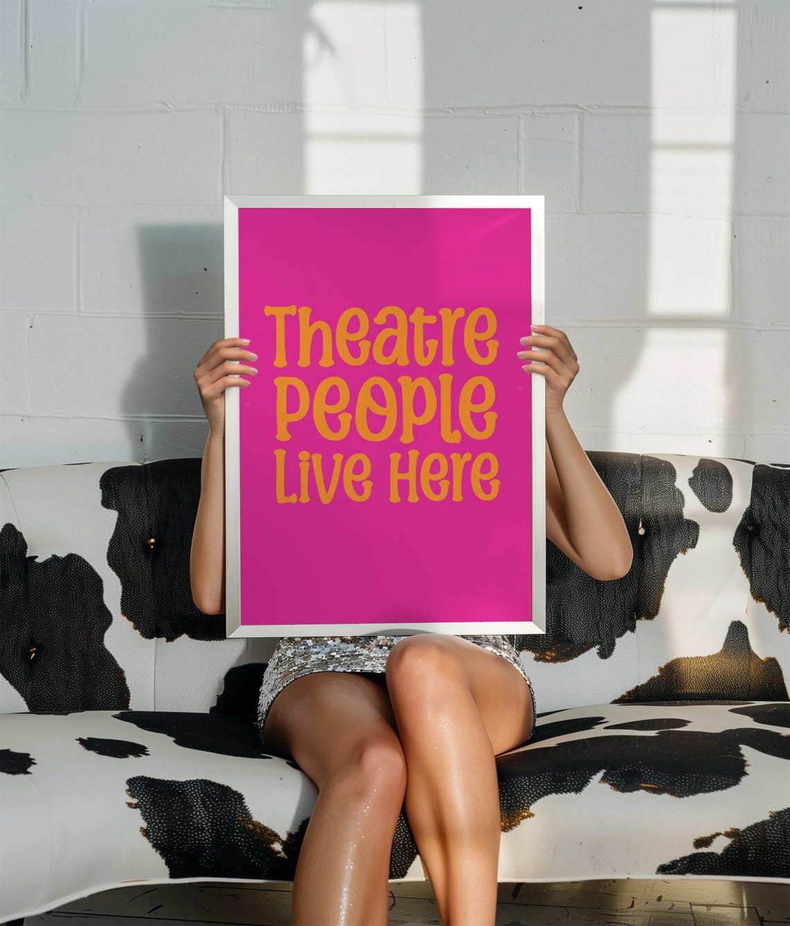 Theatre People Live Here Hot Pink Orange Retro Typography Poster - Image 5
