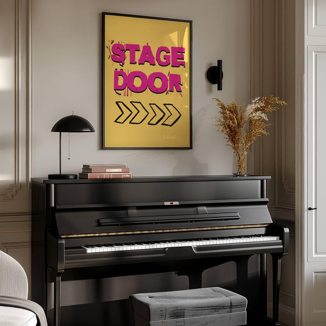 Stage Door Arrow Sign Yellow Pink Pop Art Backstage Theatre Poster - Image 4