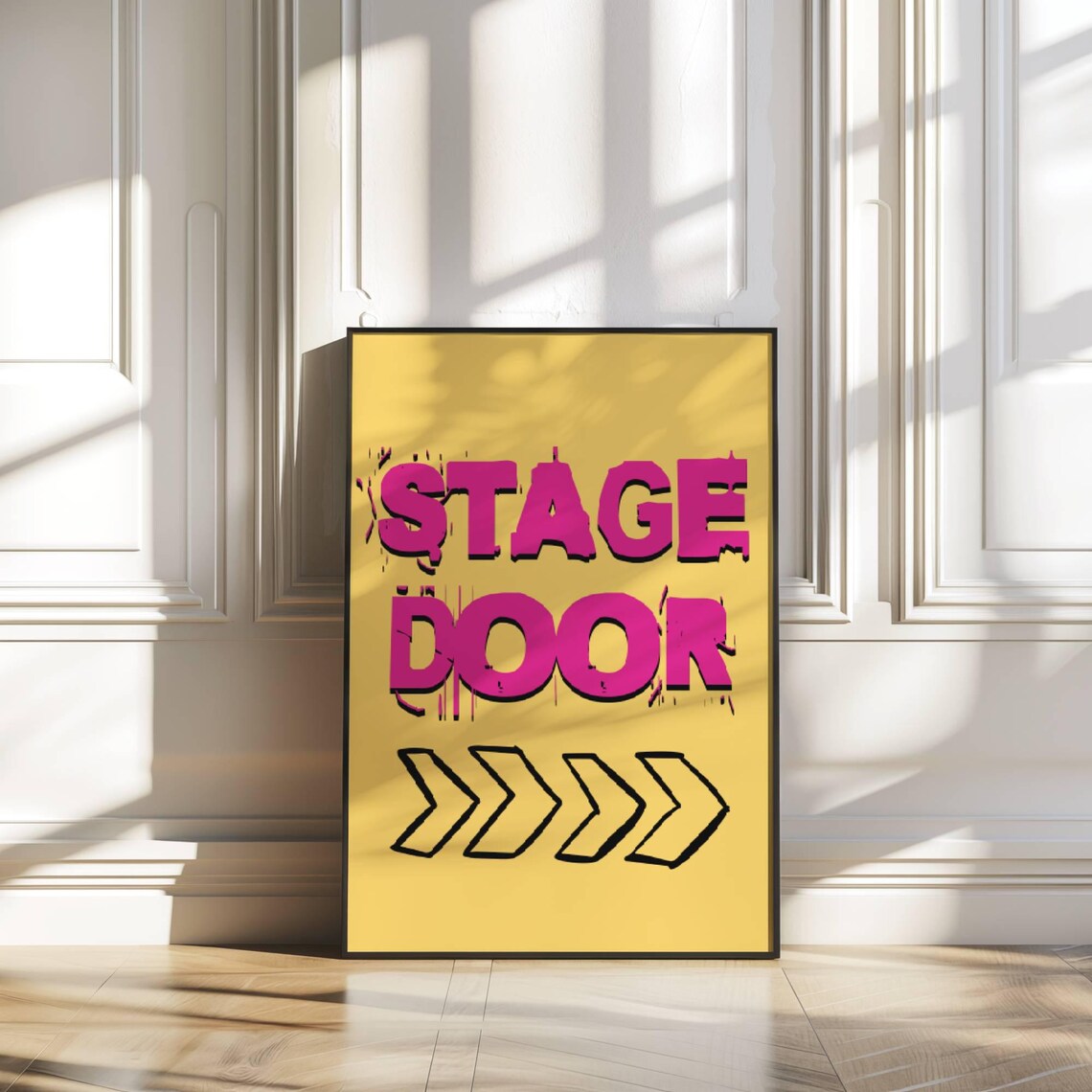 Stage Door Arrow Sign Yellow Pink Pop Art Backstage Theatre Poster - Image 5