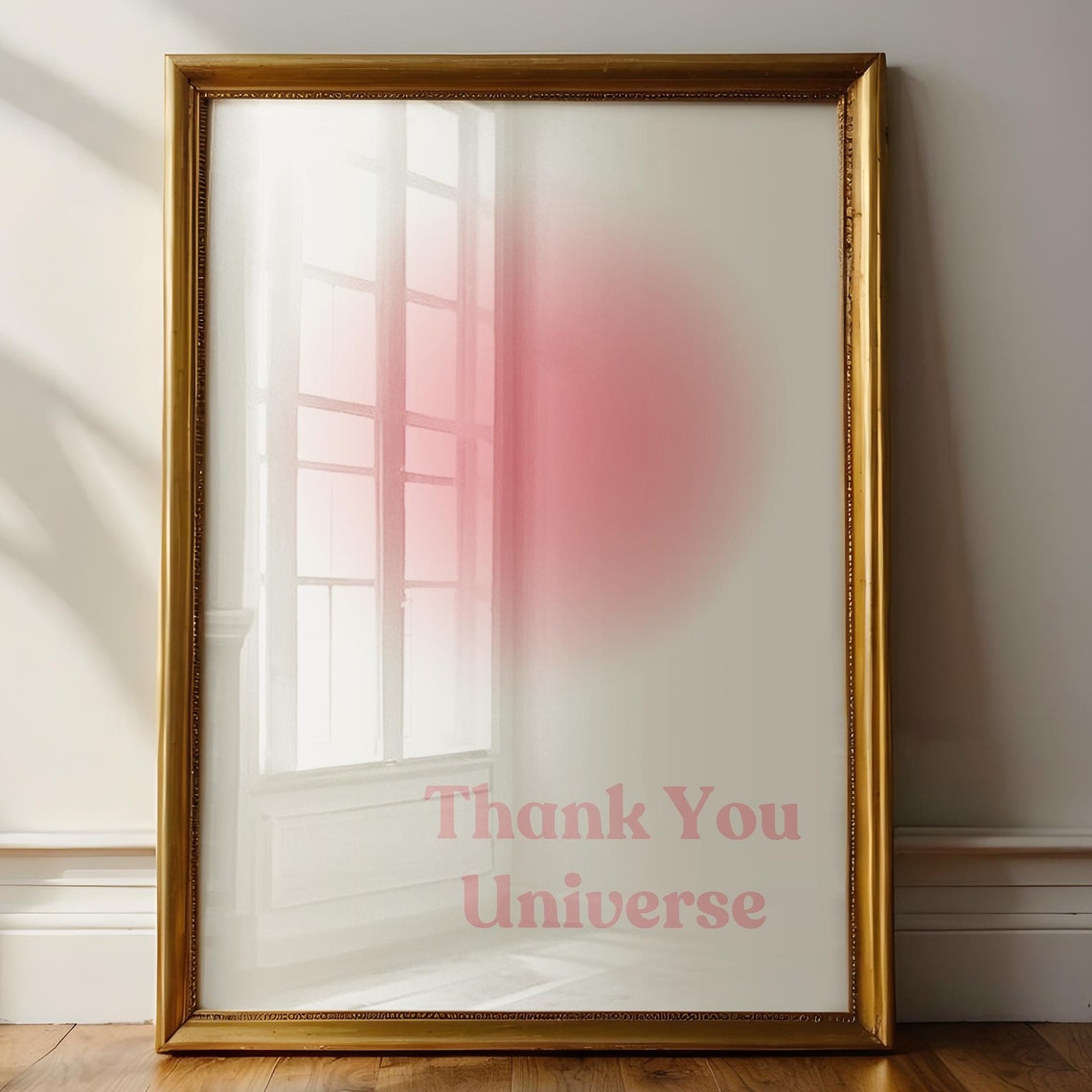Thank You Universe Pink Aura Gradient Manifesting Gratitude Wall Art