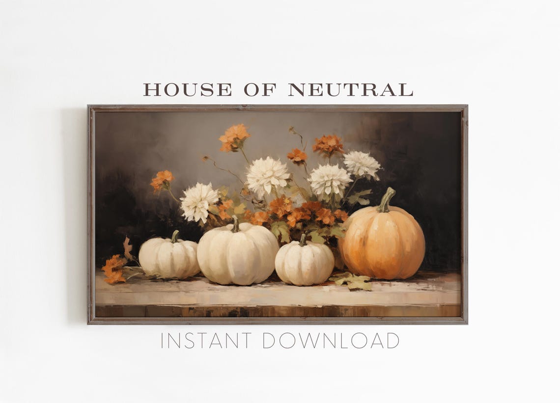 Frame Tv Art Pumpkins And Fall Mums Dark Moody Fall Tv Art Rustic Fall Vintage Fall Art Autumn Fall Thanksgiving 169 Ratio Tv41