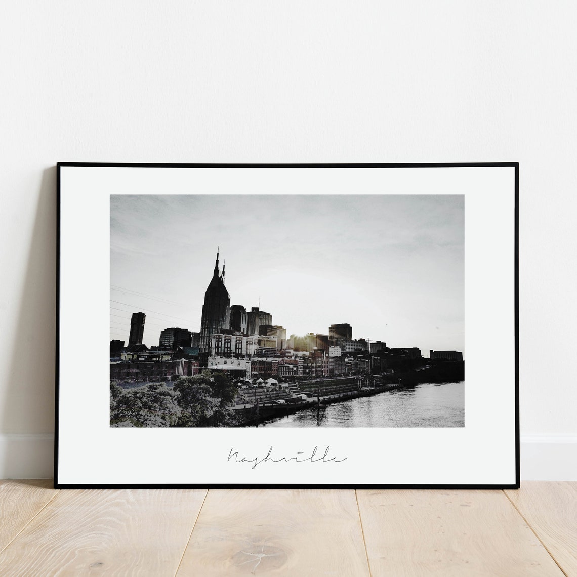 Nashville Tennessee Skyline Black White Scenic Photography Poster