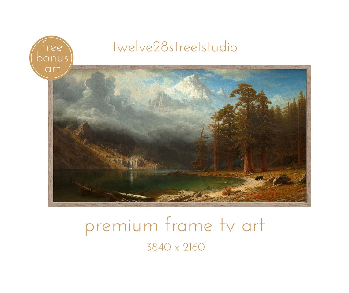 Albert Bierstadt Mount Corcoran Sierra Nevada Lake Vintage Art Poster