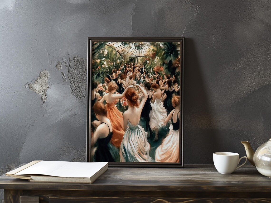 Renoir-Inspired Ballroom Dance in a Grand Palm Court Hall Poster