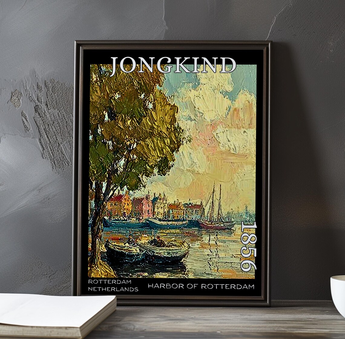 Jongkind Harbor of Rotterdam Thick Impasto View With Tree Poster