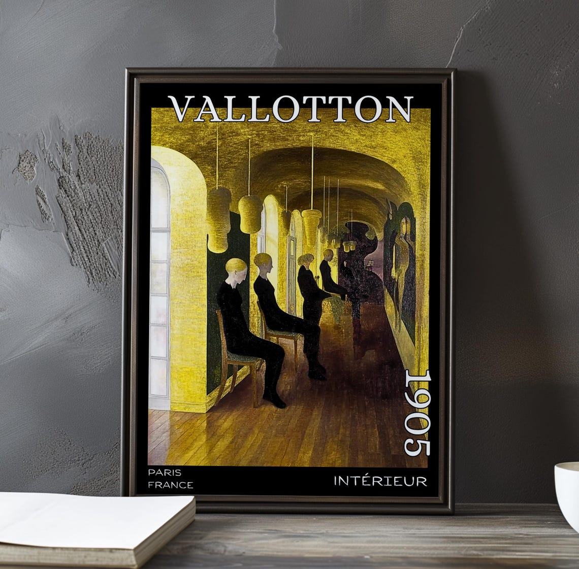 Vallotton Intérieur 1905 Figures in Black in Golden Arched Hall Poster