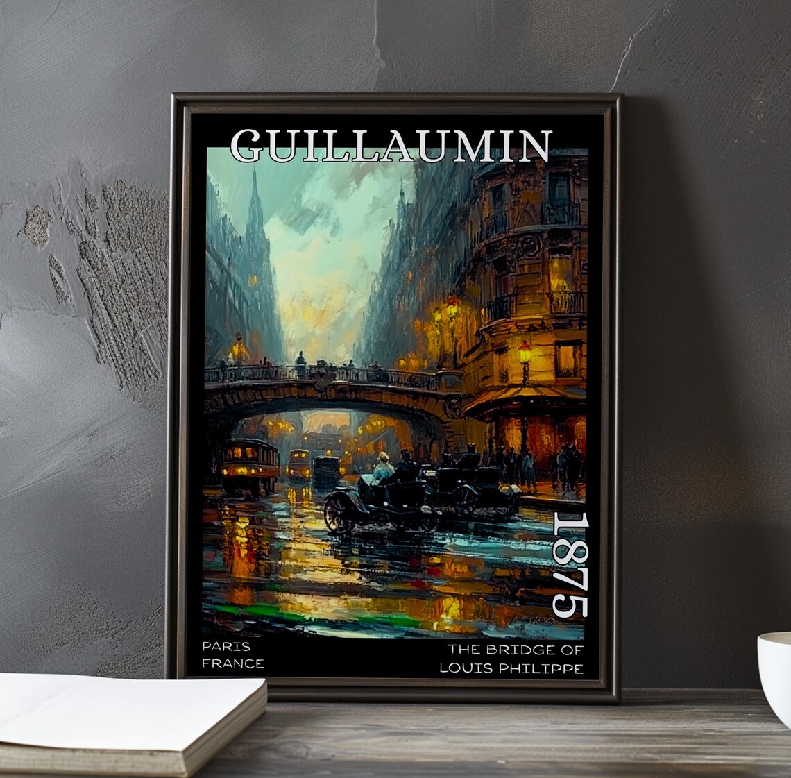 Bridge Of Louis Philippe 1875 Guillaumin Dusk Street Lamps Poster