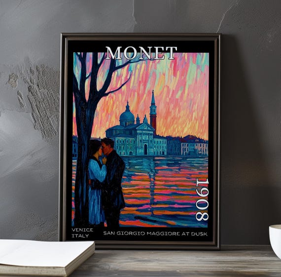 San Giorgio Maggiore At Dusk 1908 Claude Monet Print Poster Impressionism Post Impressionist Venice Sunset Island View Art Decor