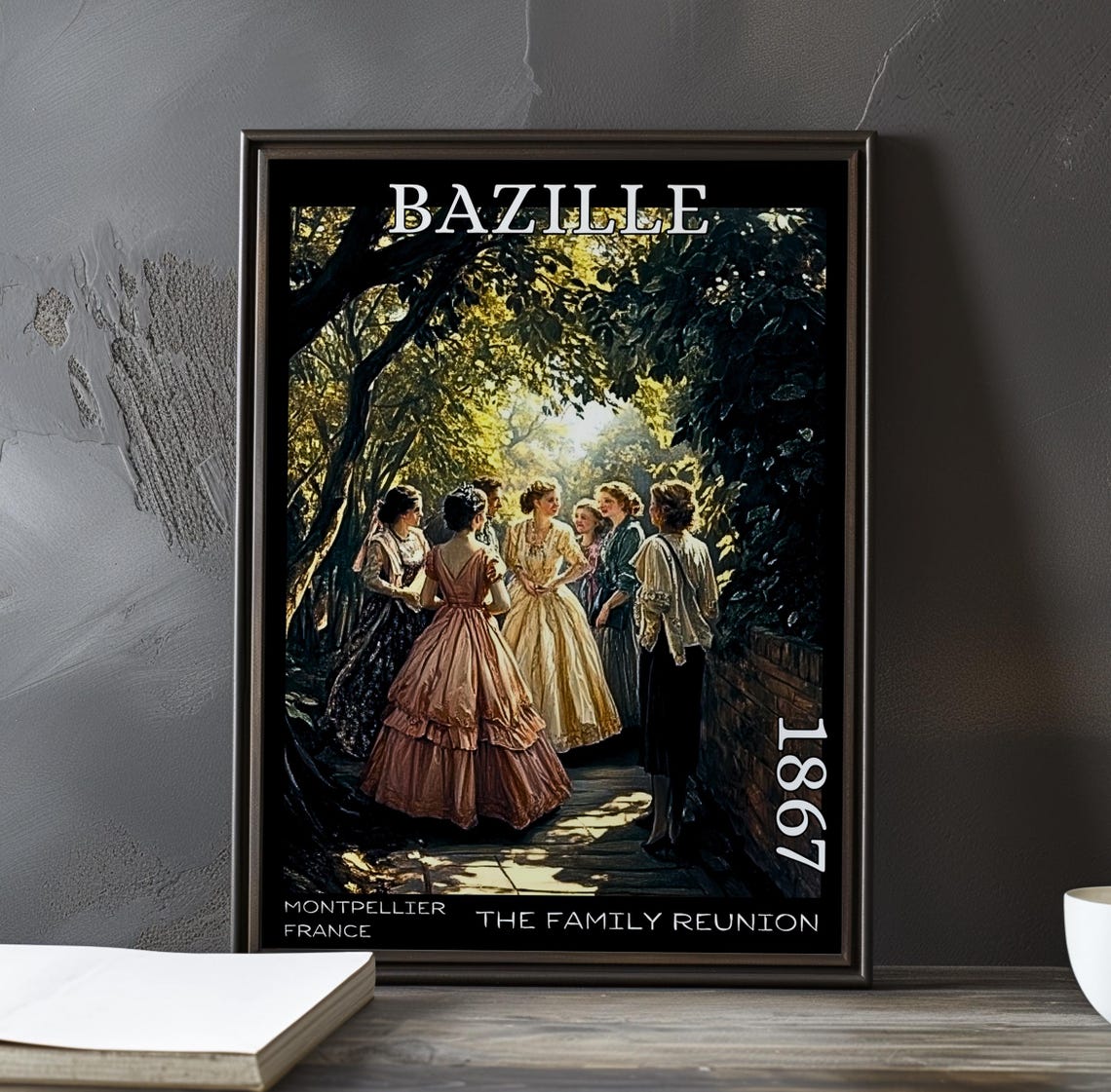 Frédéric Bazille Women Talking on a Sunlit Garden Path 1867 Poster