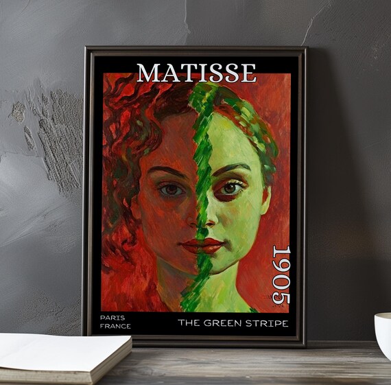 Matisse Green Stripe 1905 Paris Split Face Red Green Portrait Poster