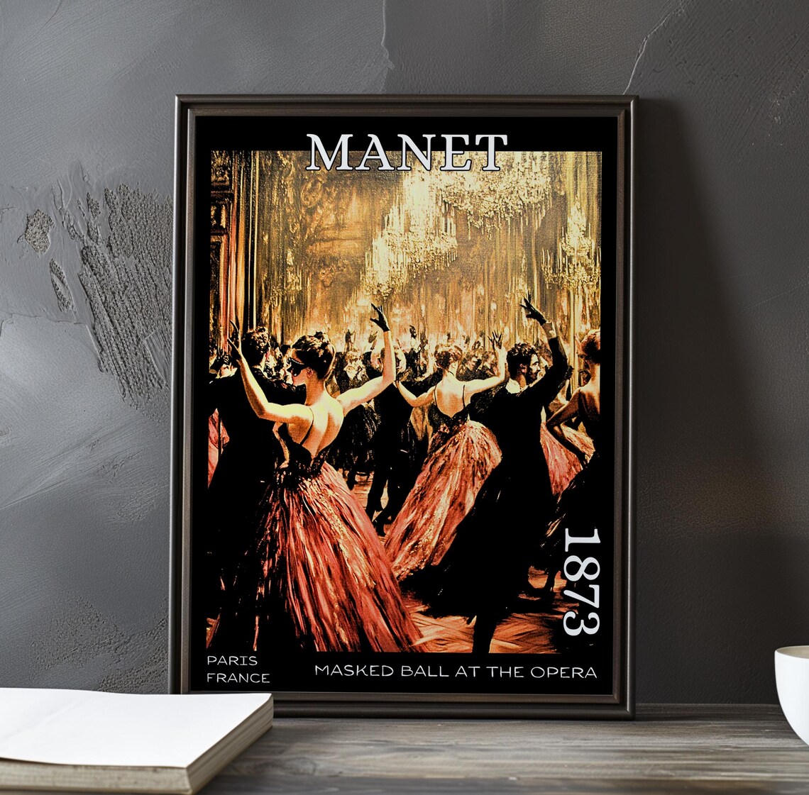 Manet Masked Ball Coral Gown Dancers from Behind 1873 Poster