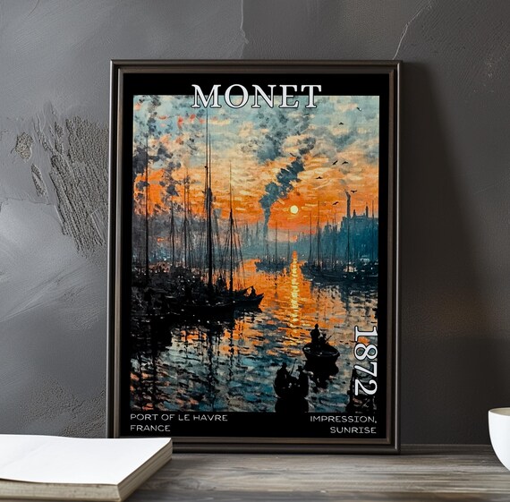 Monet 1872 Impression Sunrise Orange Glow Over Le Havre Harbor Poster