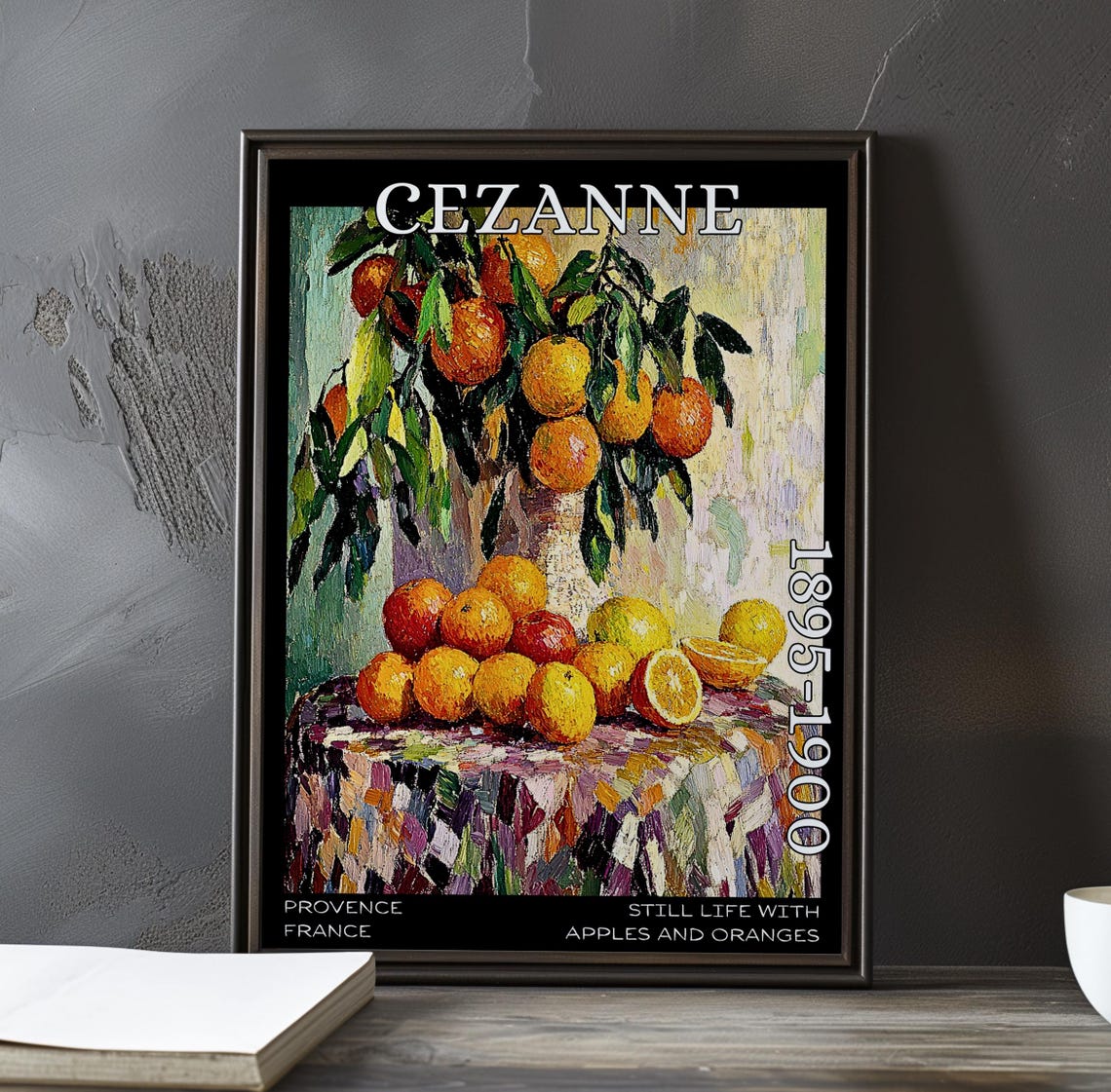 Cezanne Oranges Hanging from a Leafy Branch Still Life Poster