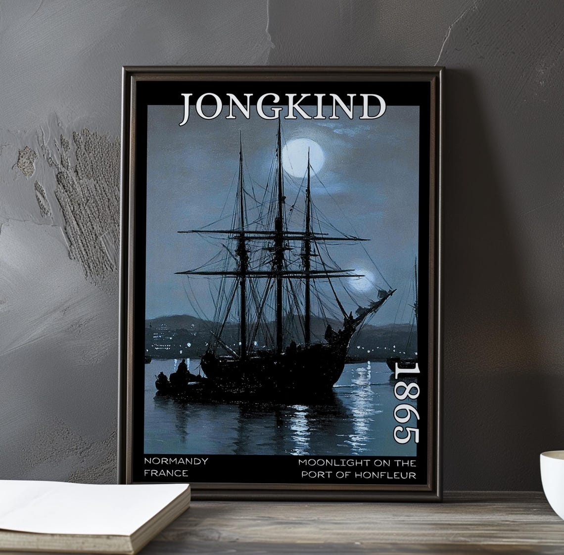Johan Jongkind Moonlit Tall Ship Silhouette 1865 Harbor Poster