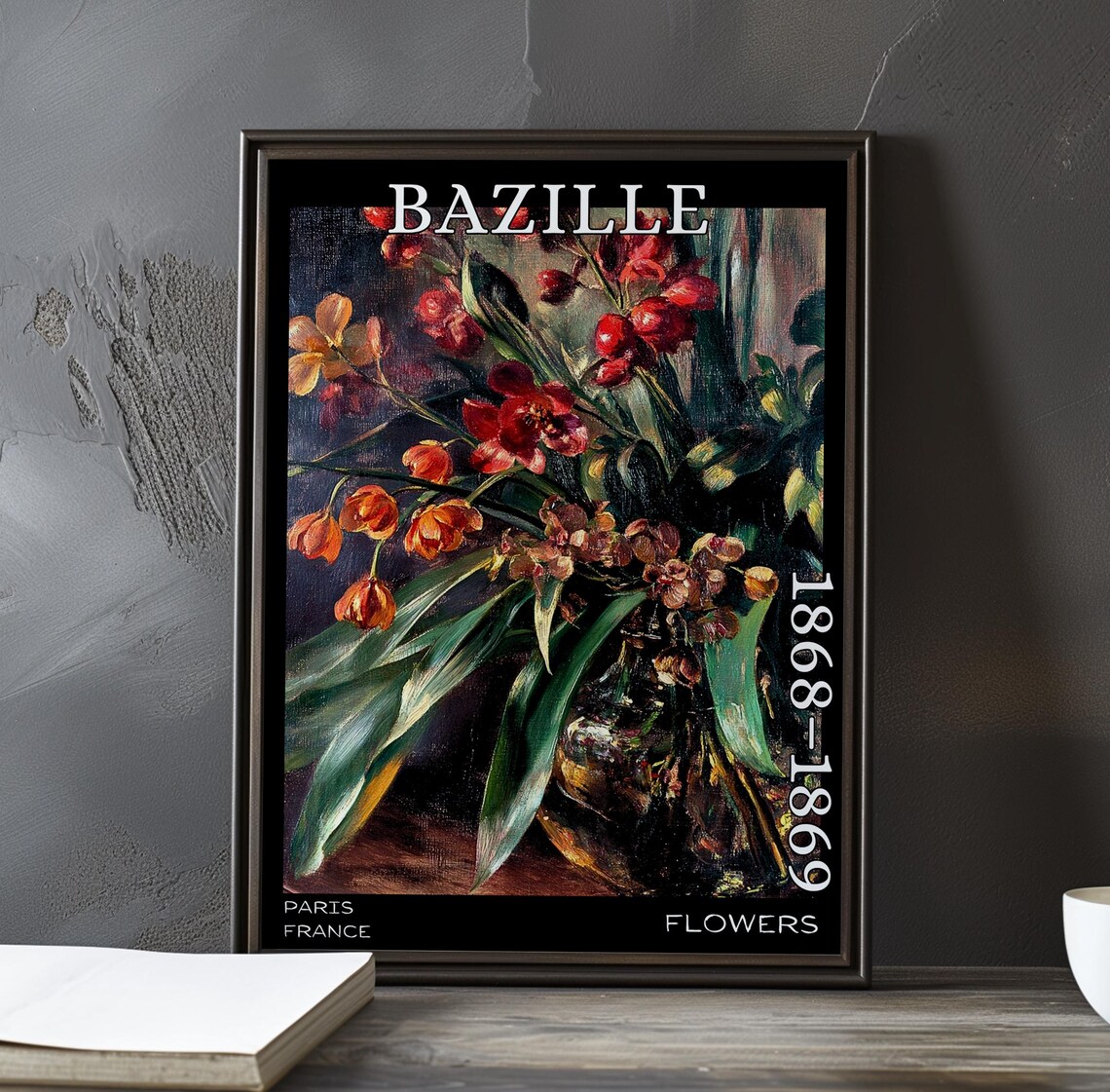 Bazille Flowers 1868-1869 Crimson Tulip Still Life Art Poster