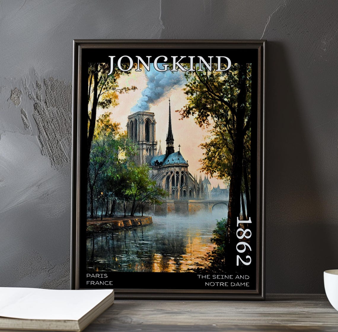 Jongkind 1862 Notre-Dame Apse and Spire at Sunset River Poster