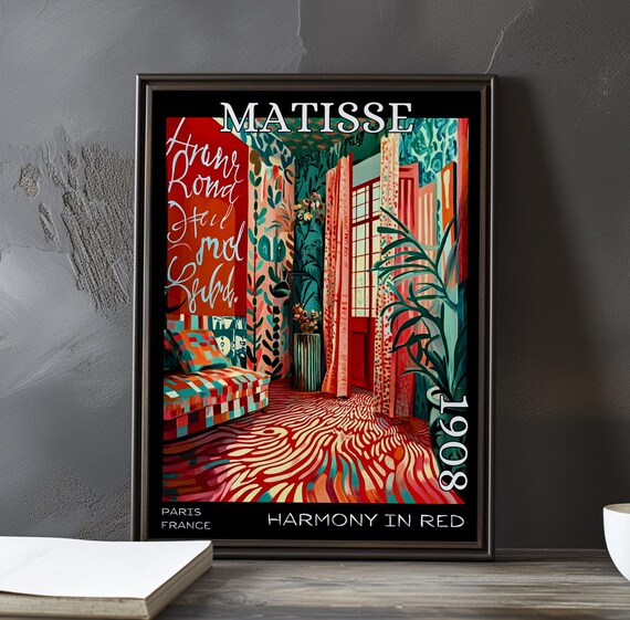 Harmony In Red 1908 Henri Matisse Print Poster Fauvism Interior Scene Room French Post Impressionism Bold Colour Wall Art Decor