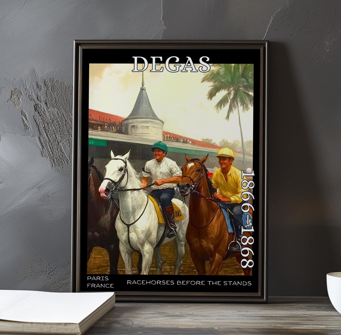 Degas Racehorses Before the Stands Two Jockeys 1866-1868 Poster
