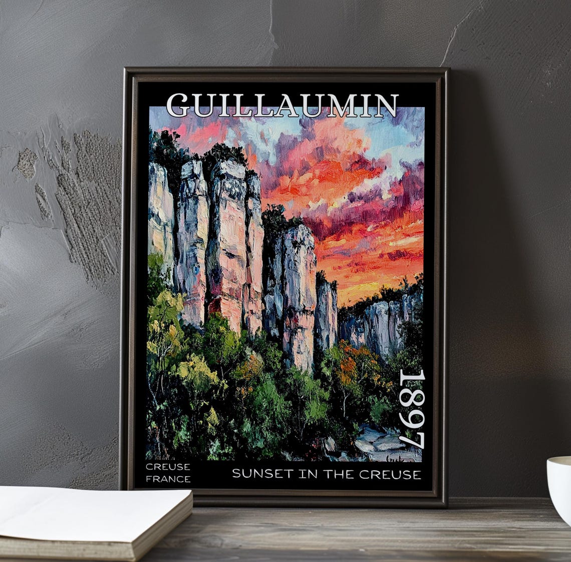 Guillaumin Sunset in the Creuse Rock Pillars 1897 Art Poster