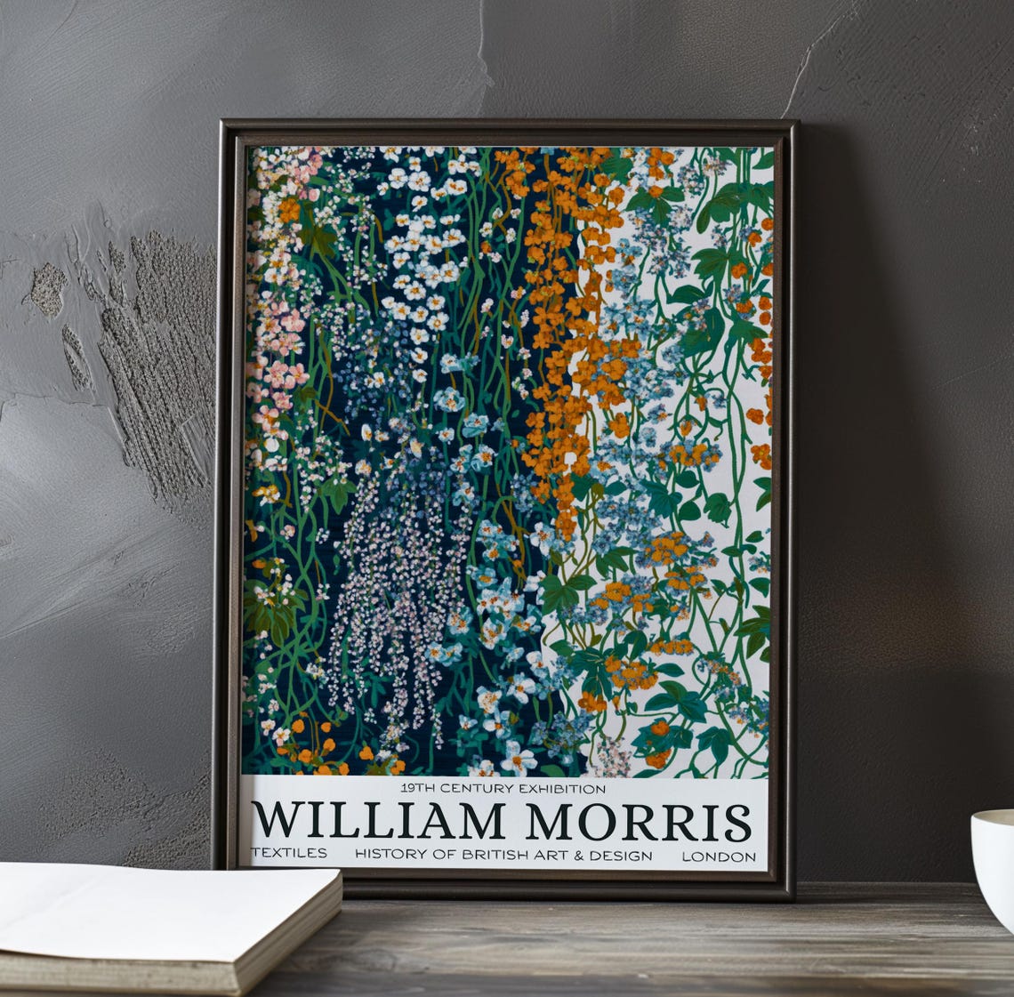 William Morris Wisteria Vine Split Background Exhibition Poster