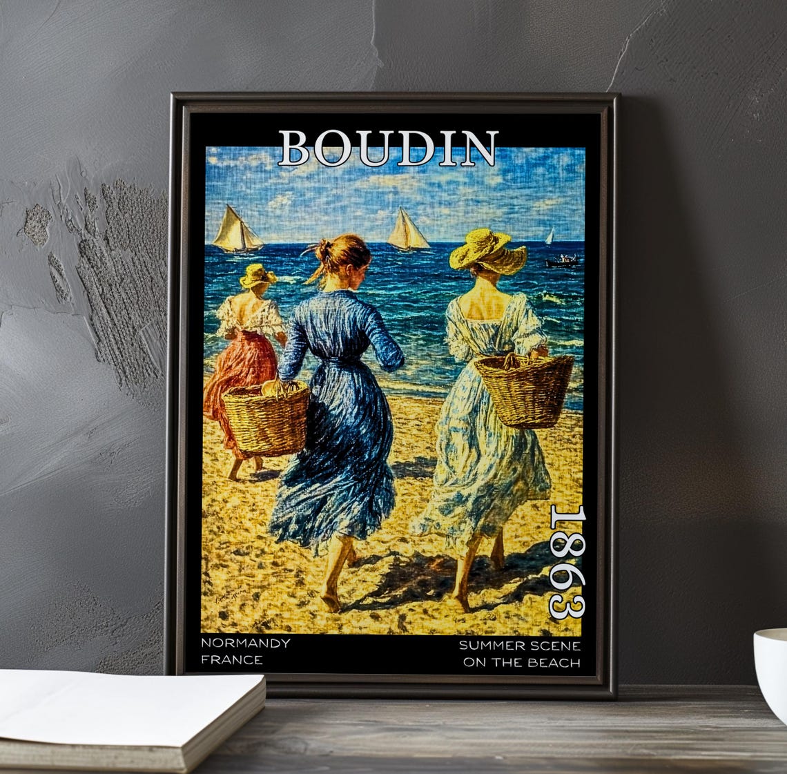 Boudin Summer Scene on the Beach 1863 Women Carrying Baskets Poster