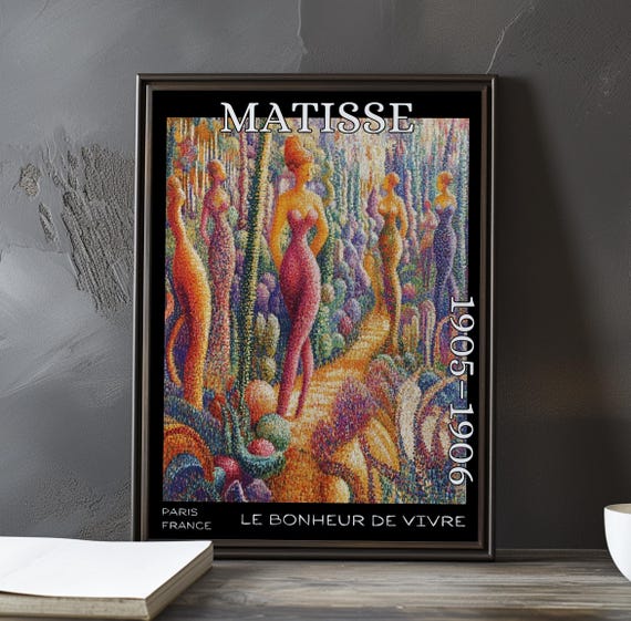 Le Bonheur De Vivre 19051906 Henri Matisse Print Poster Fauvism Nude Landscape Bold Color French Post Impressionist Modernist Decor