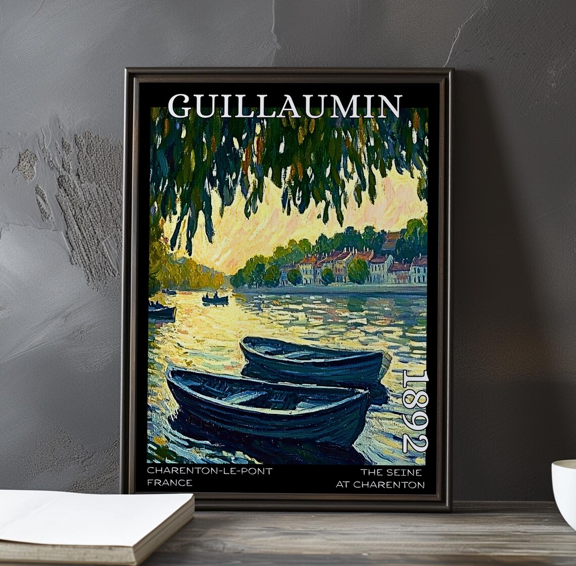 Guillaumin The Seine at Charenton Golden Hour Boats 1892 Poster