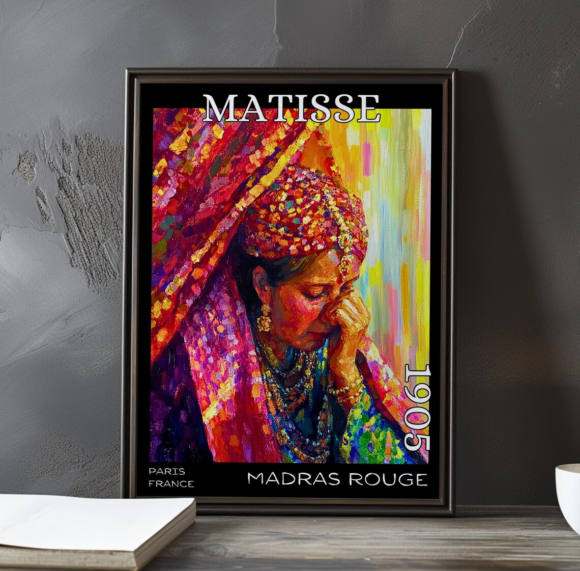 Matisse Madras Rouge 1905 Paris Jeweled Magenta Veil Portrait Poster