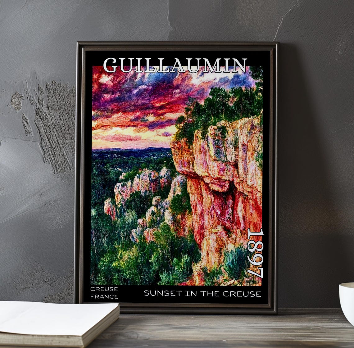 Guillaumin Sunset in the Creuse Red Cliff Overlook 1897 Poster
