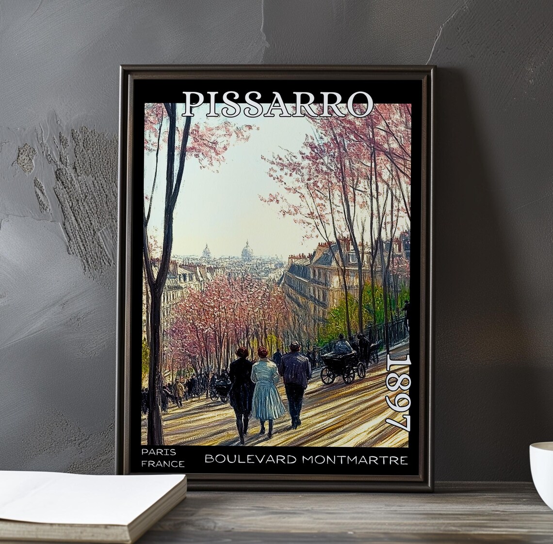 Pissarro Boulevard Montmartre 1897 Walkers Blossom Avenue Poster