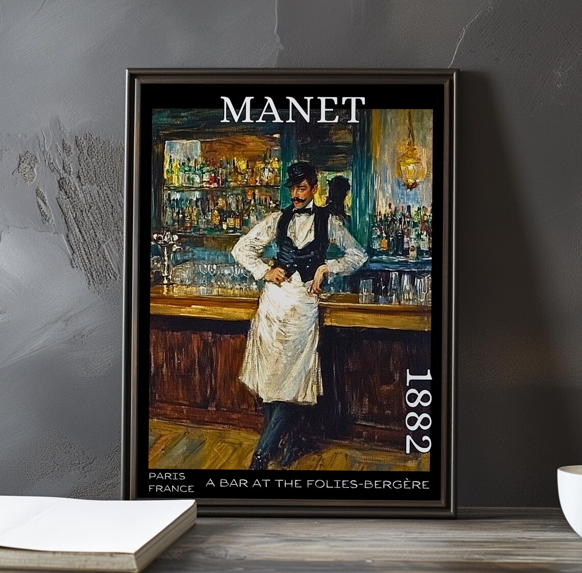 Manet A Bar at the Folies Bergere 1882 Bartender Bar Scene Art Poster