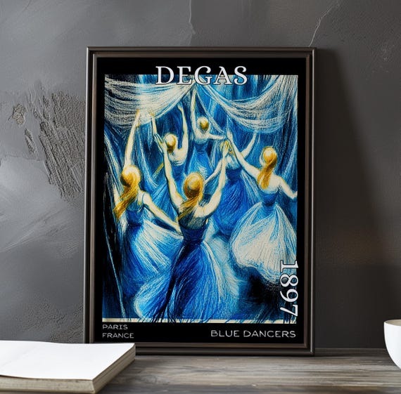 Blue Dancers 1897 Edgar Degas Print Poster Impressionism Post Impressionist Ballerinas Pastel Movement Elegant Ballet Scene Artwork