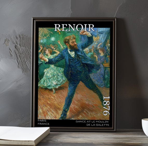 Dance At Le Moulin De La Galette 1876 Pierreauguste Renoir Print Poster French Impressionism Paris Social Life Montmartre Decor Art