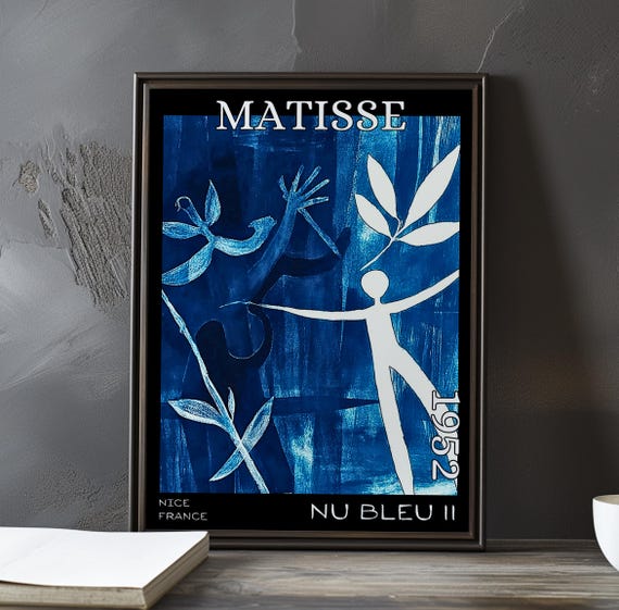 Nu Bleu Ii 1952 Henri Matisse Print Poster Blue Nude Abstract Cutout Female Figure French Post Impressionism Fauvist Art Decor 1950s