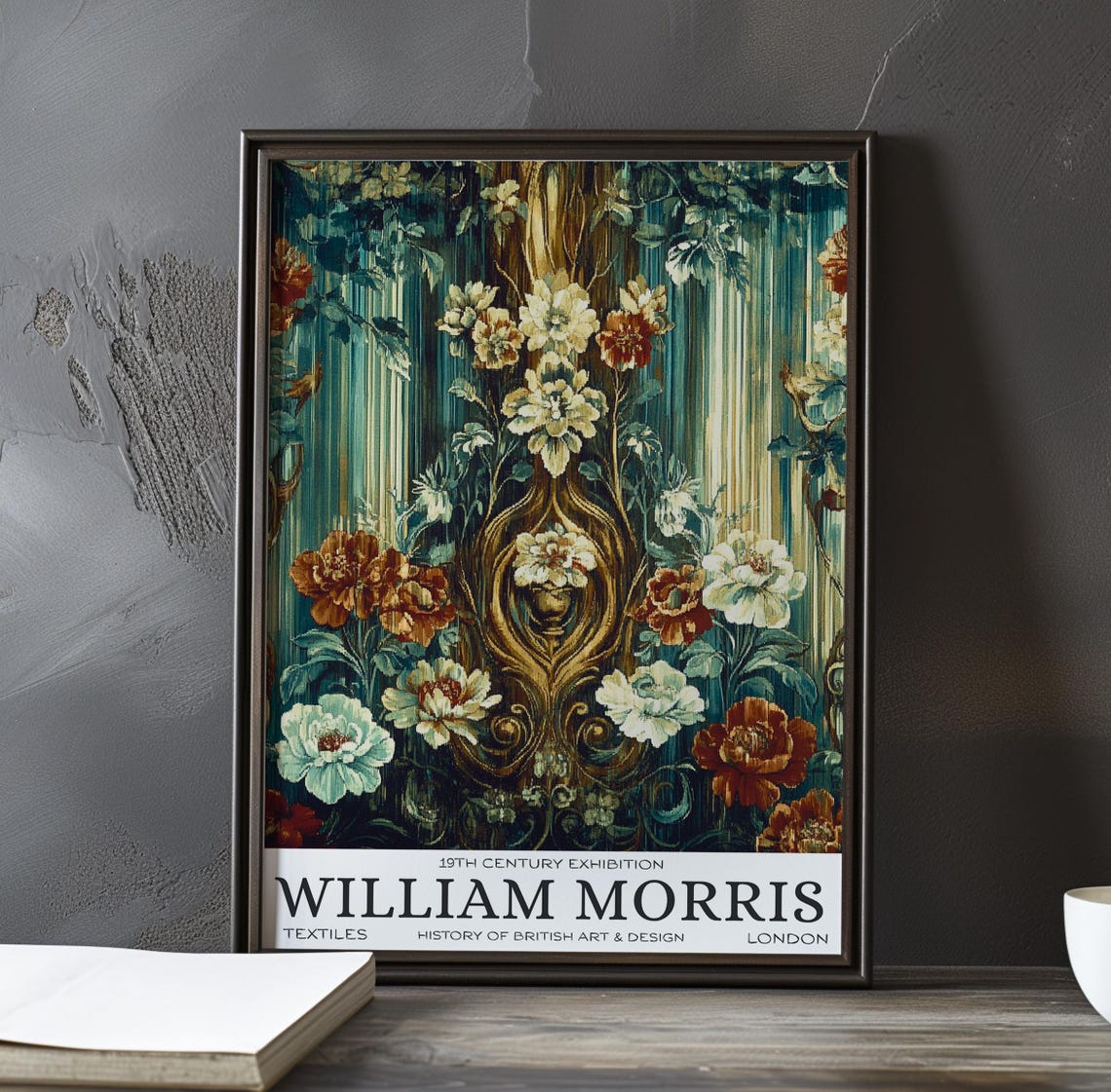 William Morris Ornate Vase Blossom Baroque Floral Exhibition Poster
