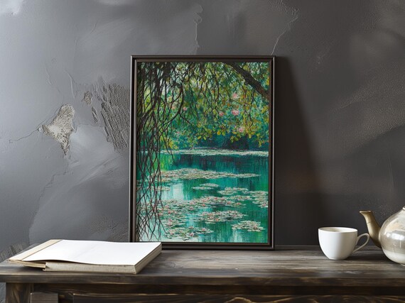 Claude Monet Water Lilies Pond Under Drooping Willow Branches Poster