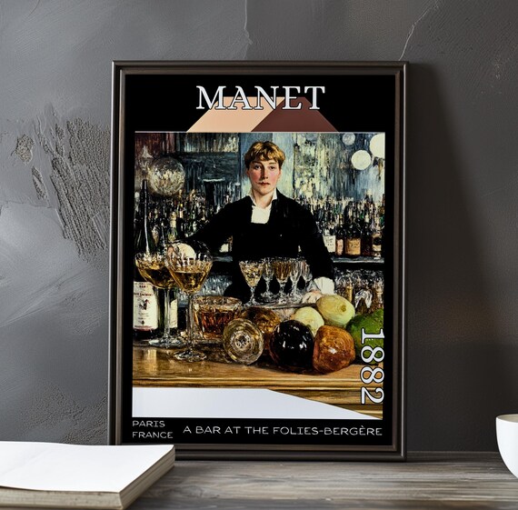 Manet Barmaid Behind a Champagne Coupe Tower 1882 Paris Poster