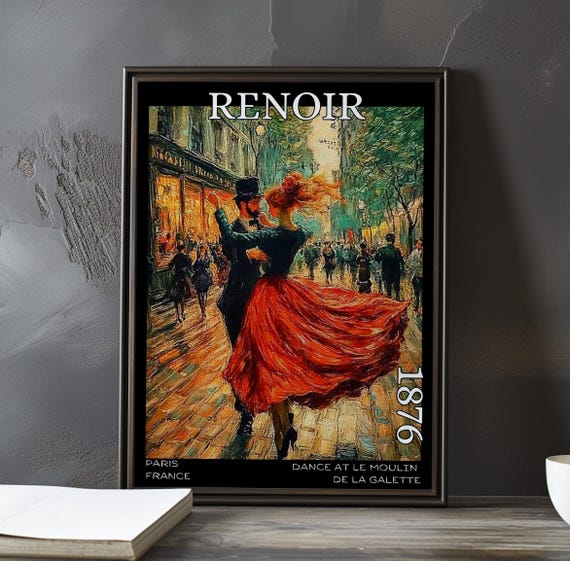 Dance At Le Moulin De La Galette 1876 Pierreauguste Renoir Print Poster French Impressionism Paris Social Life Montmartre Decor Art
