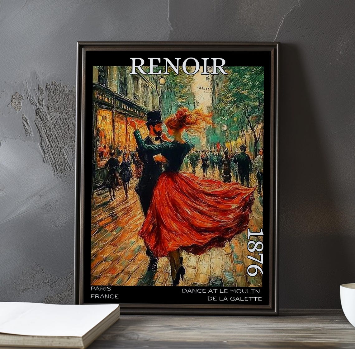 Renoir Moulin de la Galette Cobblestone Street Dance 1876 Poster