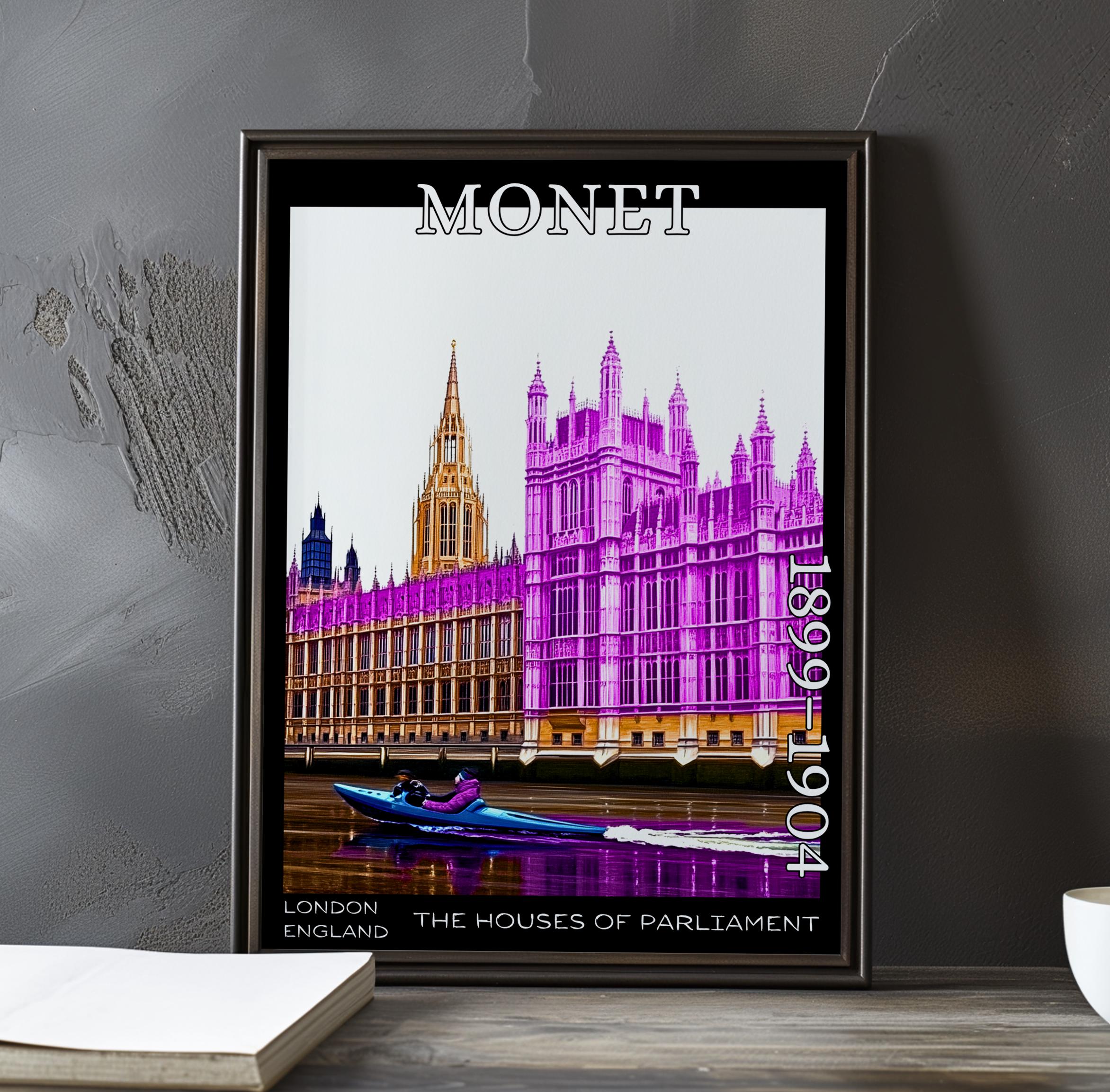 Claude Monet Houses Of Parliament 1899 Magenta Thames Poster