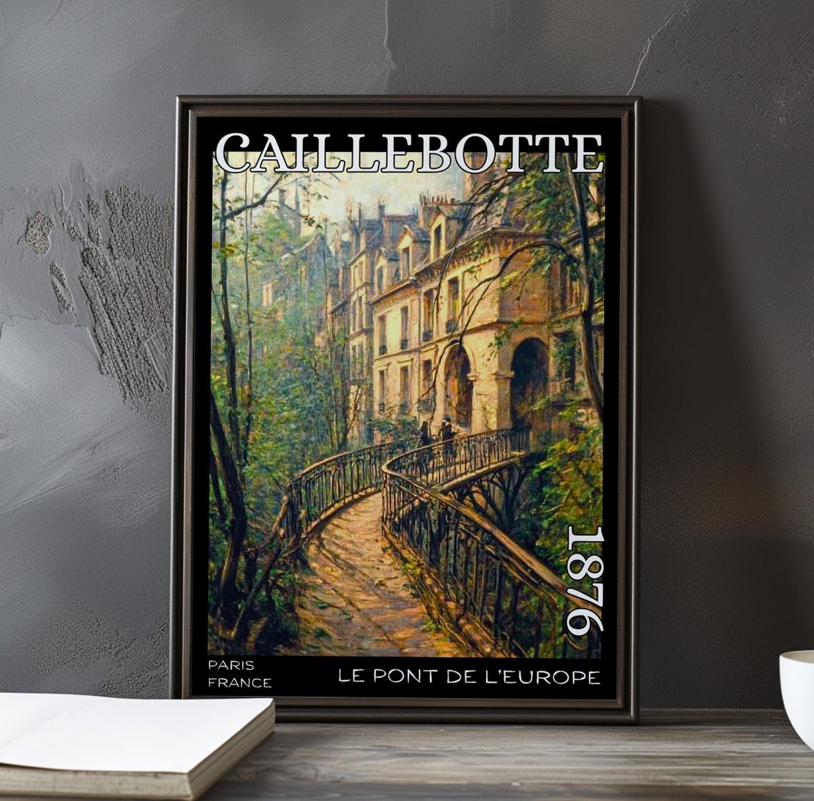 Caillebotte Le Pont de l'Europe Stone Bridge Greenery Poster