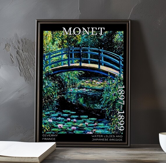 Japanese Bridge Shadow Pond Pink Lilies Monet 1897-1899 Poster