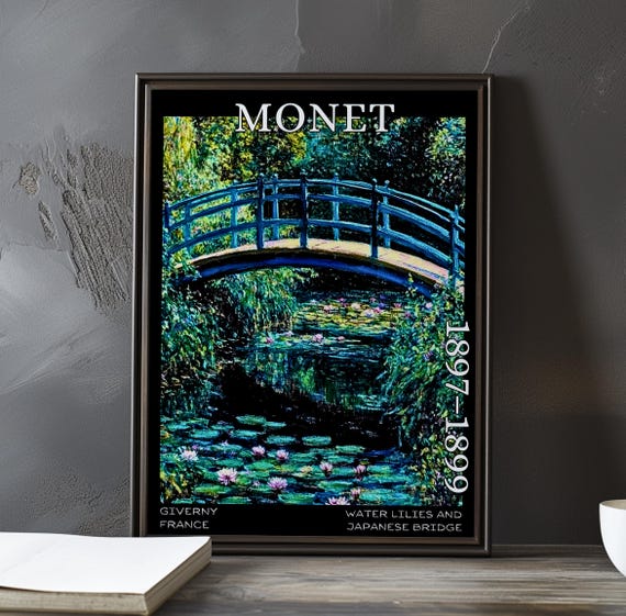 Water Lilies Japanese Bridge 18971899 Claude Monet Print Poster Impressionism Post Impressionist Pond Scene French Floral View Art